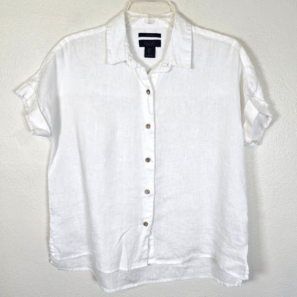 Rachel Rachel Roy Linen Shirt Women's S White Oversized Coastal Summer Casual